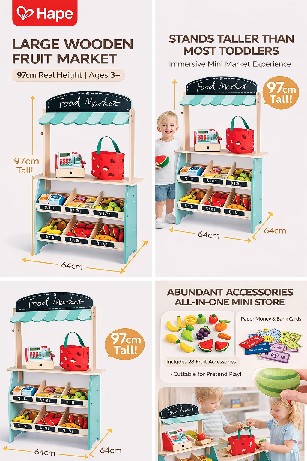 Hape Large Wooden Fruit Market Playset