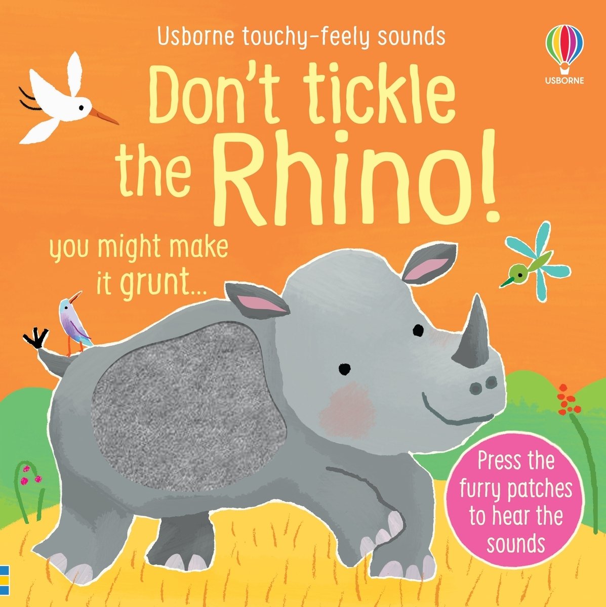 Don't Tickle the Rhino! — Usborne Don't Tickle sound book cover, ISBN 9781805075240