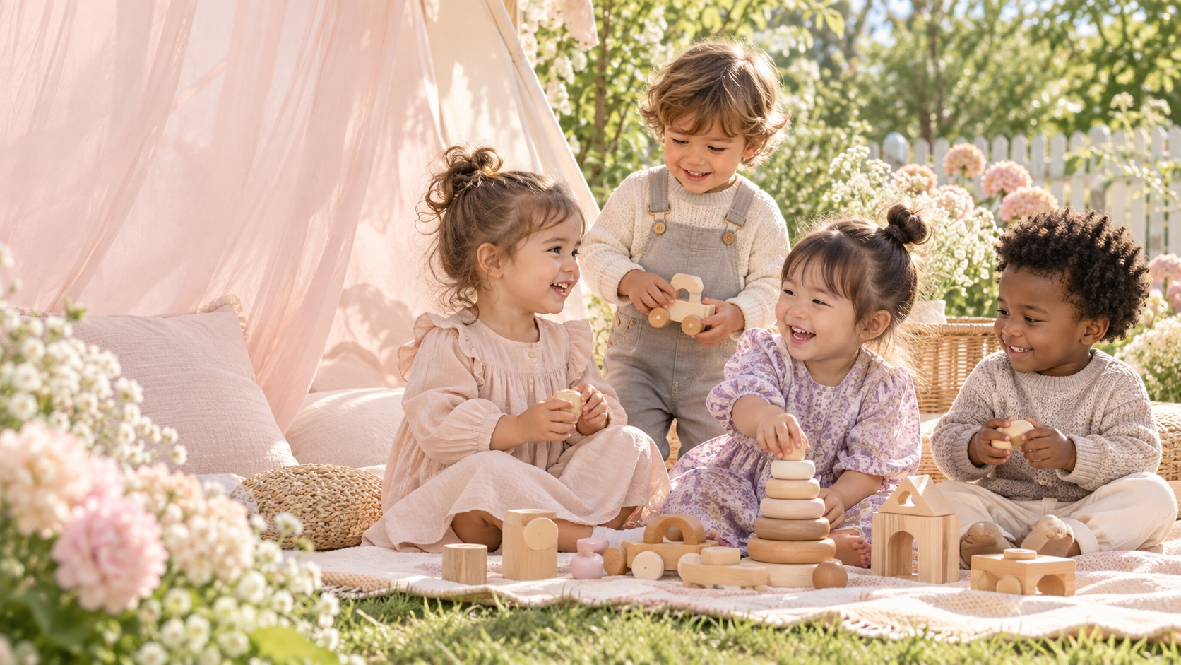Children enjoying a sunny playtime together