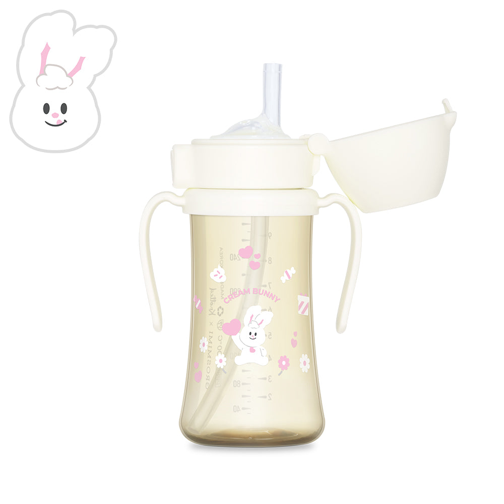 Grosmimi PPSU Knotted Straw Cup Cream Bunny (Milk) 300ml