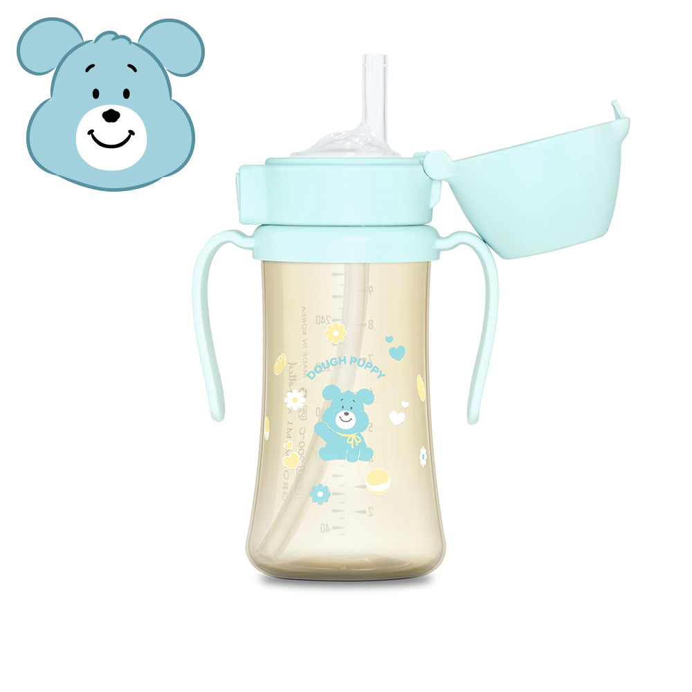 Grosmimi PPSU Knotted Straw Cup Dough Puppy (Creamy Blue) 300ml