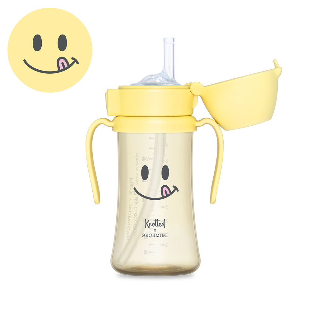 Grosmimi PPSU Knotted Straw Cup Smile (Lemon Sugar) 300ml