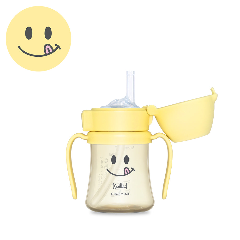 Grosmimi PPSU Knotted Straw Cup Smile (Lemon Sugar) 200ml