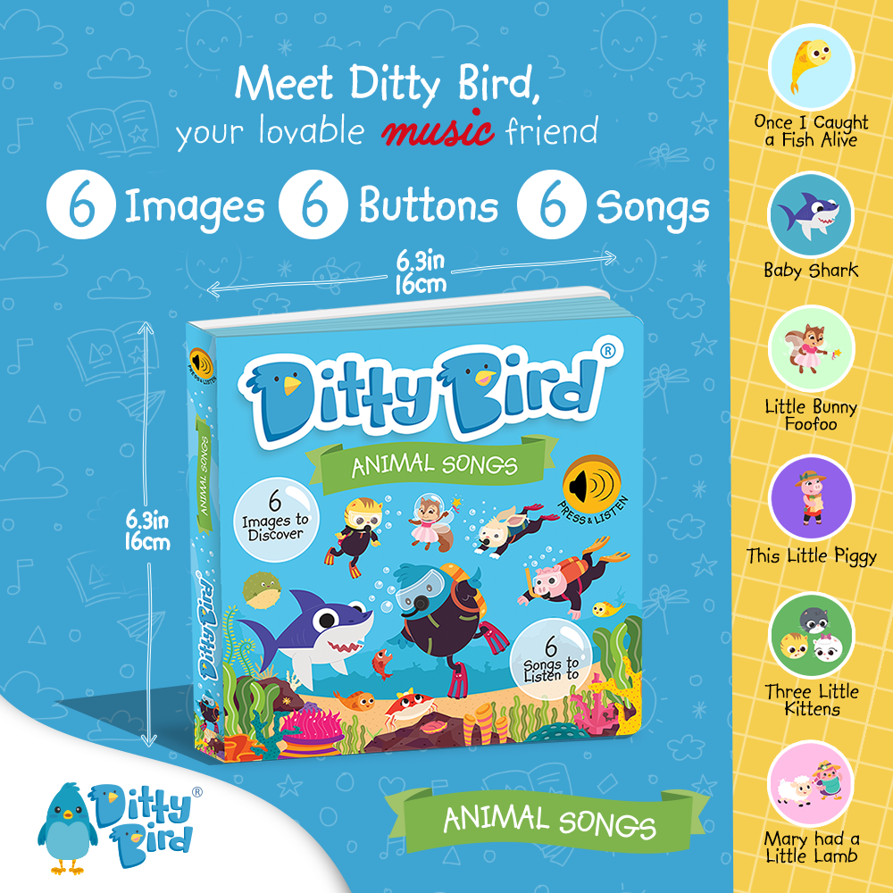 Ditty Bird Book:Animal songs incl.Baby Shark- BESTSELLER