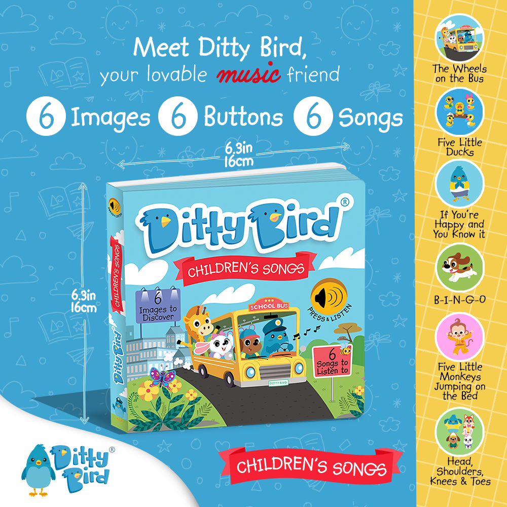 Ditty Bird Sound Book: Children’s Songs Ages 1–3 –BESTSELLER