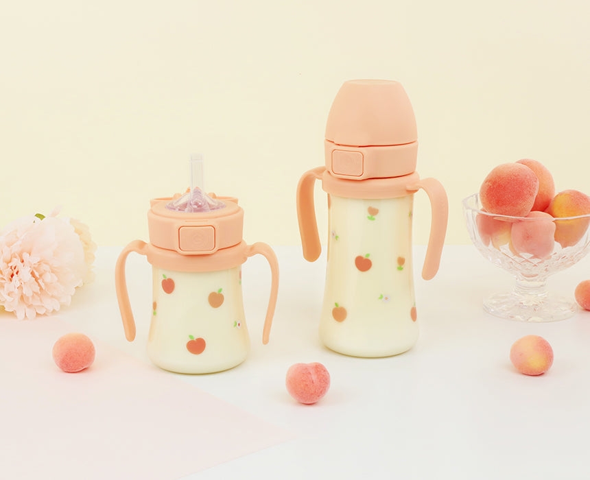 Grosmimi Peach Flower PPSU straw cup 200ml and 300ml official Korean lifestyle image