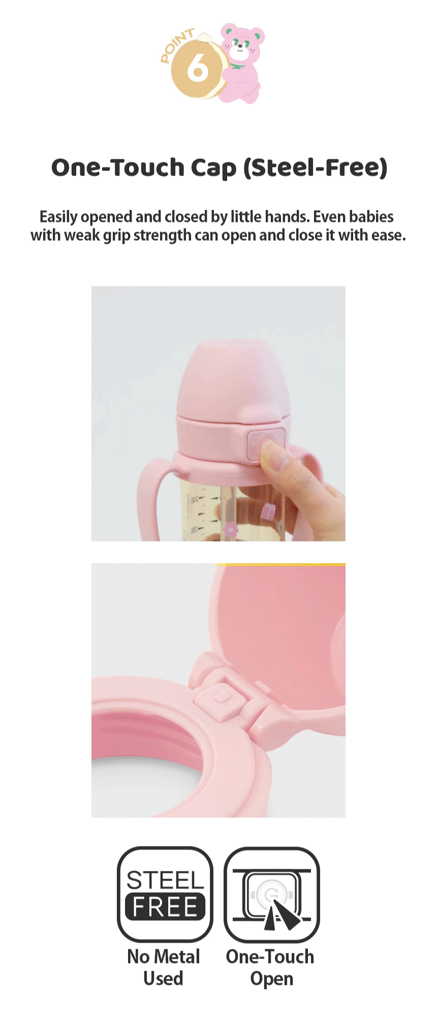 Grosmimi x Knotted PPSU Straw Cup — one-touch cap opening demonstration
