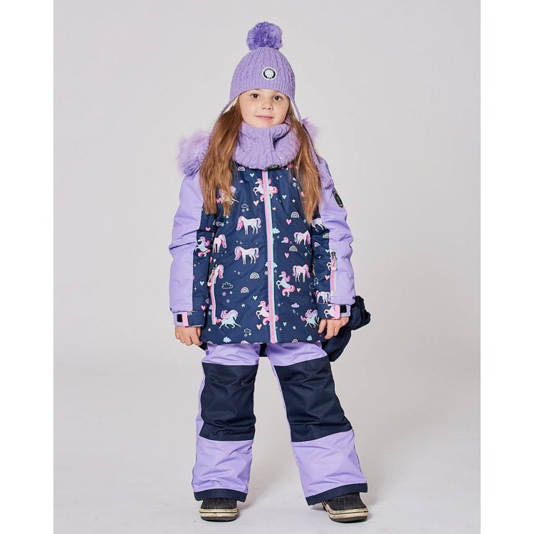 Deux par Deux H10PG95 530 Bougainvillea unicorn print snowsuit