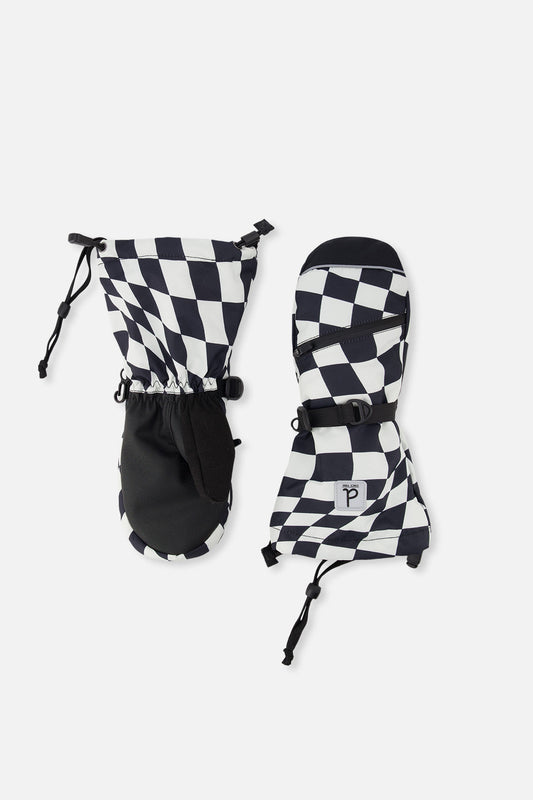 Teknik Winter Mittens White Checkered Print - J10XM203_1J059