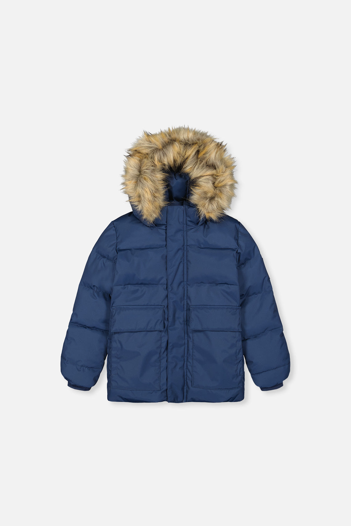 Winter Jacket With Faux-Fur Hood Dark Blue - J20W55_04013