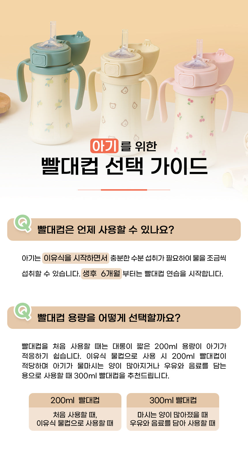 Grosmimi PPSU straw cup 200ml versus 300ml size selection guide