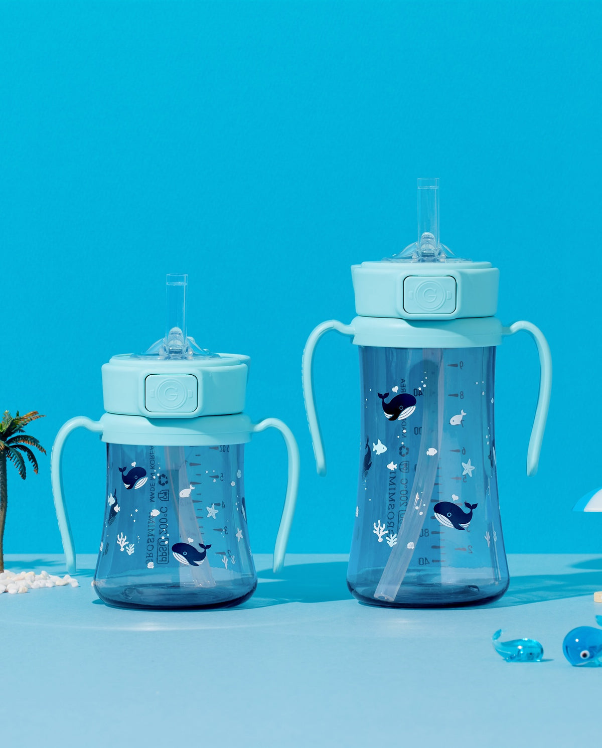 Grosmimi Baby Whale PPSU Straw Cup in 200ml and 300ml official product photo