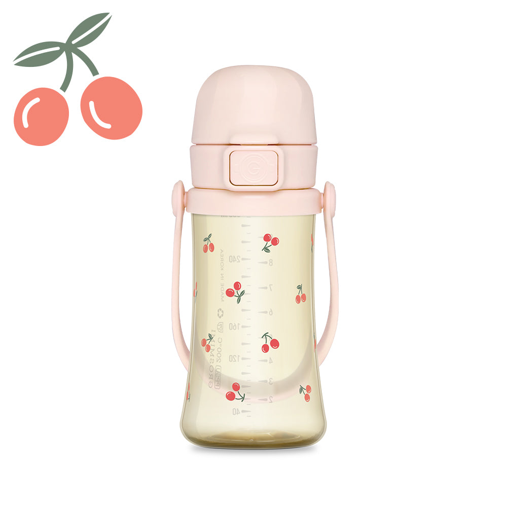 Grosmimi Cherrish PPSU Kids Tumbler 300ml in Sweet Peach