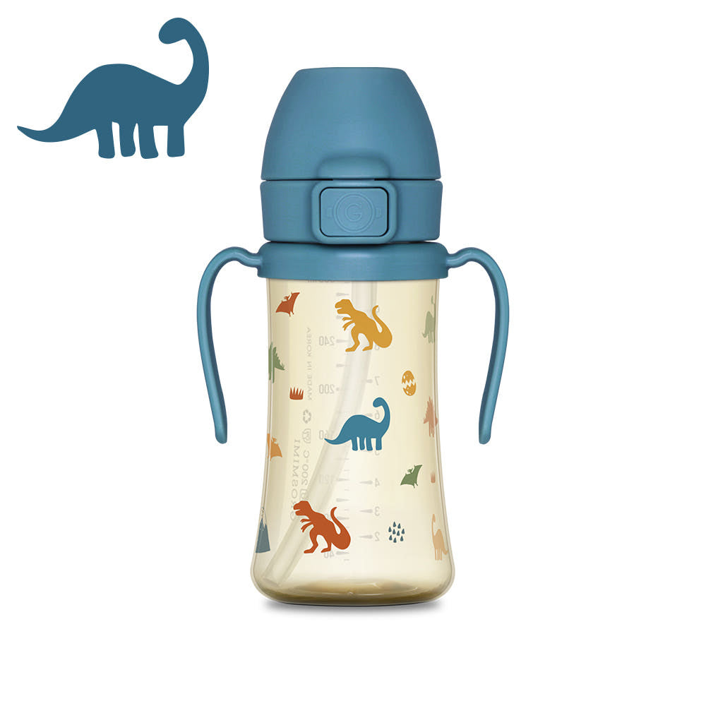 Grosmimi PPSU Dinosaur Straw Cup closed cap front view