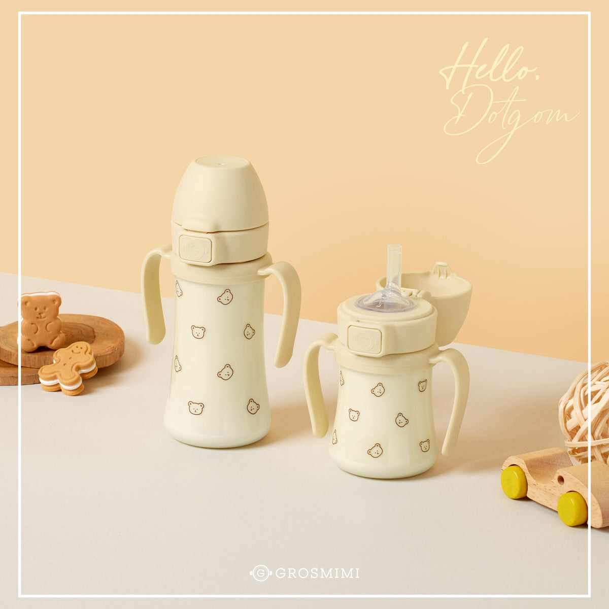 Grosmimi Dotgom PPSU straw cups in 200ml and 300ml official product image