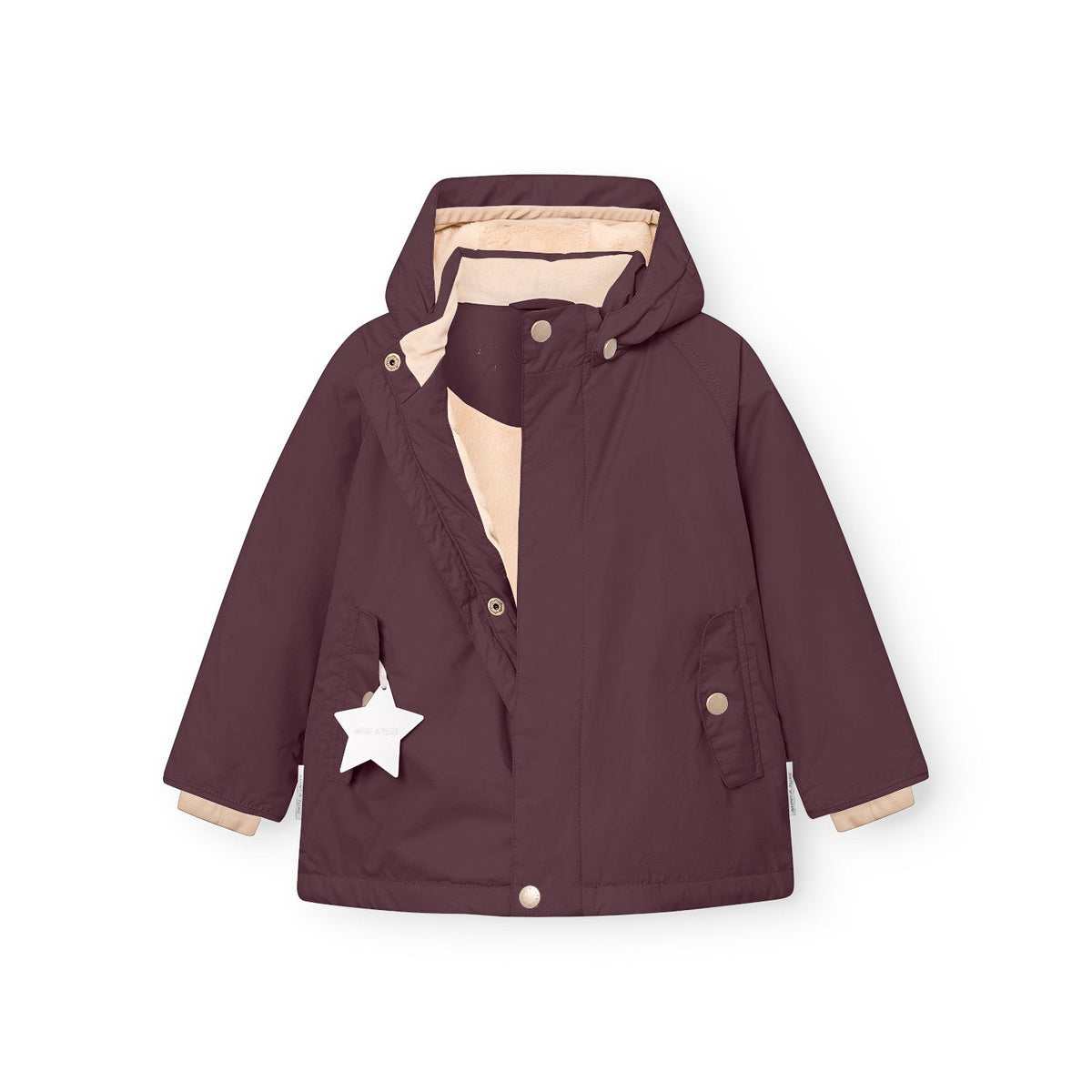 MINI A TURE MATWALLY fleece lined winter jacket - Fudge aubergine open front