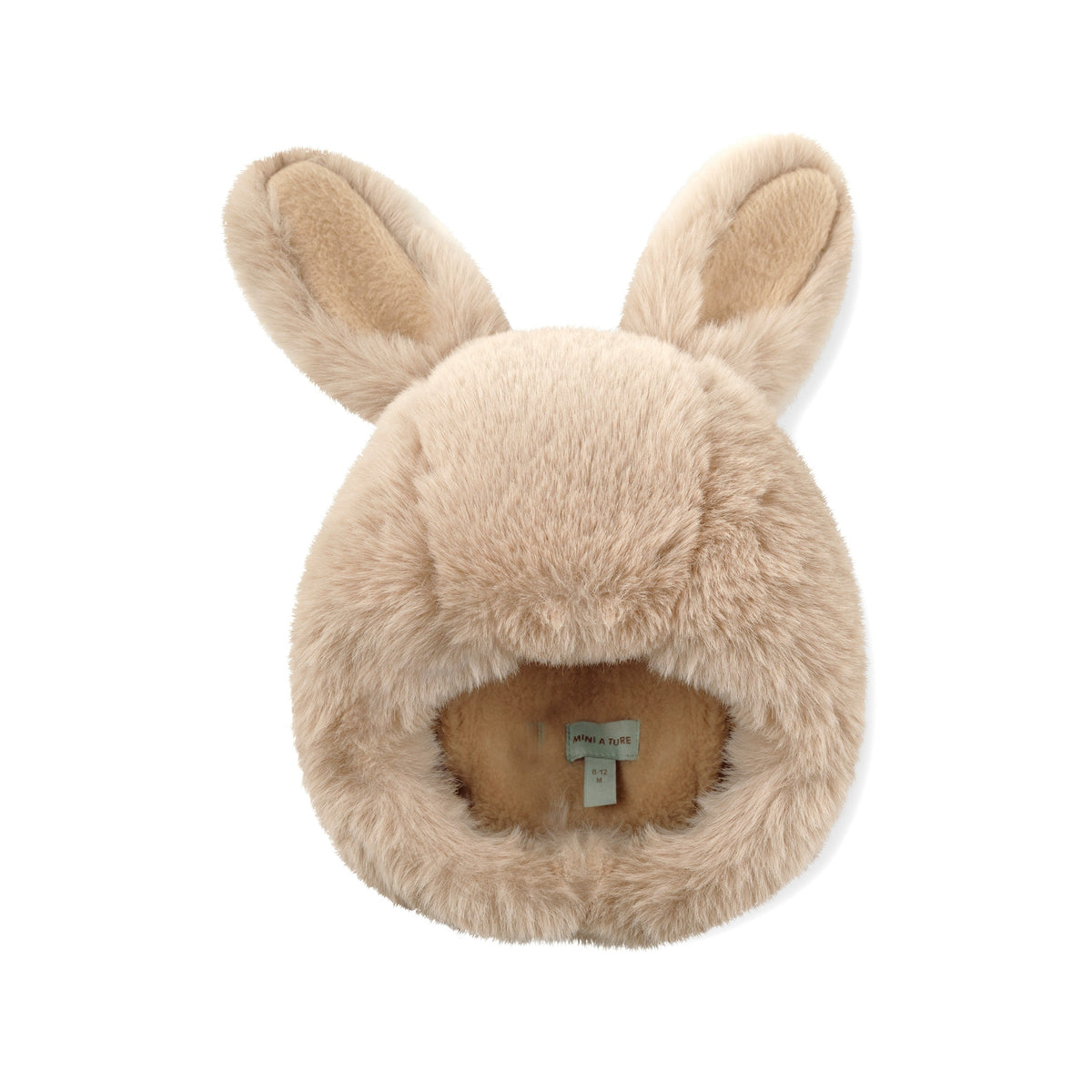 MINI A TURE MATLIEN rabbit fleece lined winter hood - Grey Brown front