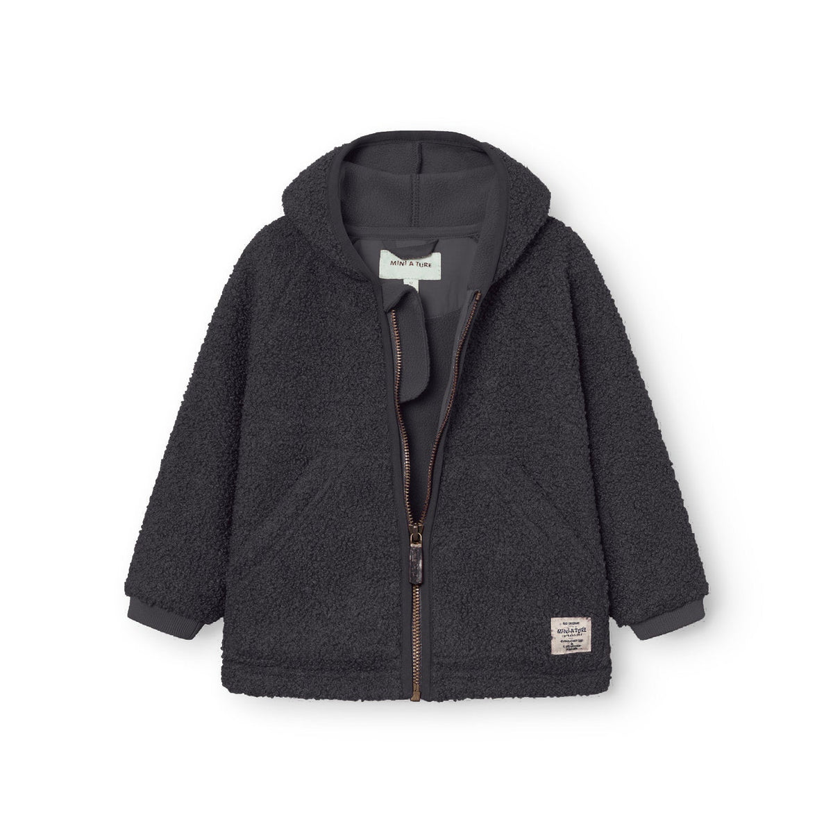 MINI A TURE MATLIFF teddyfleece jacket - Forged Iron Blue open front