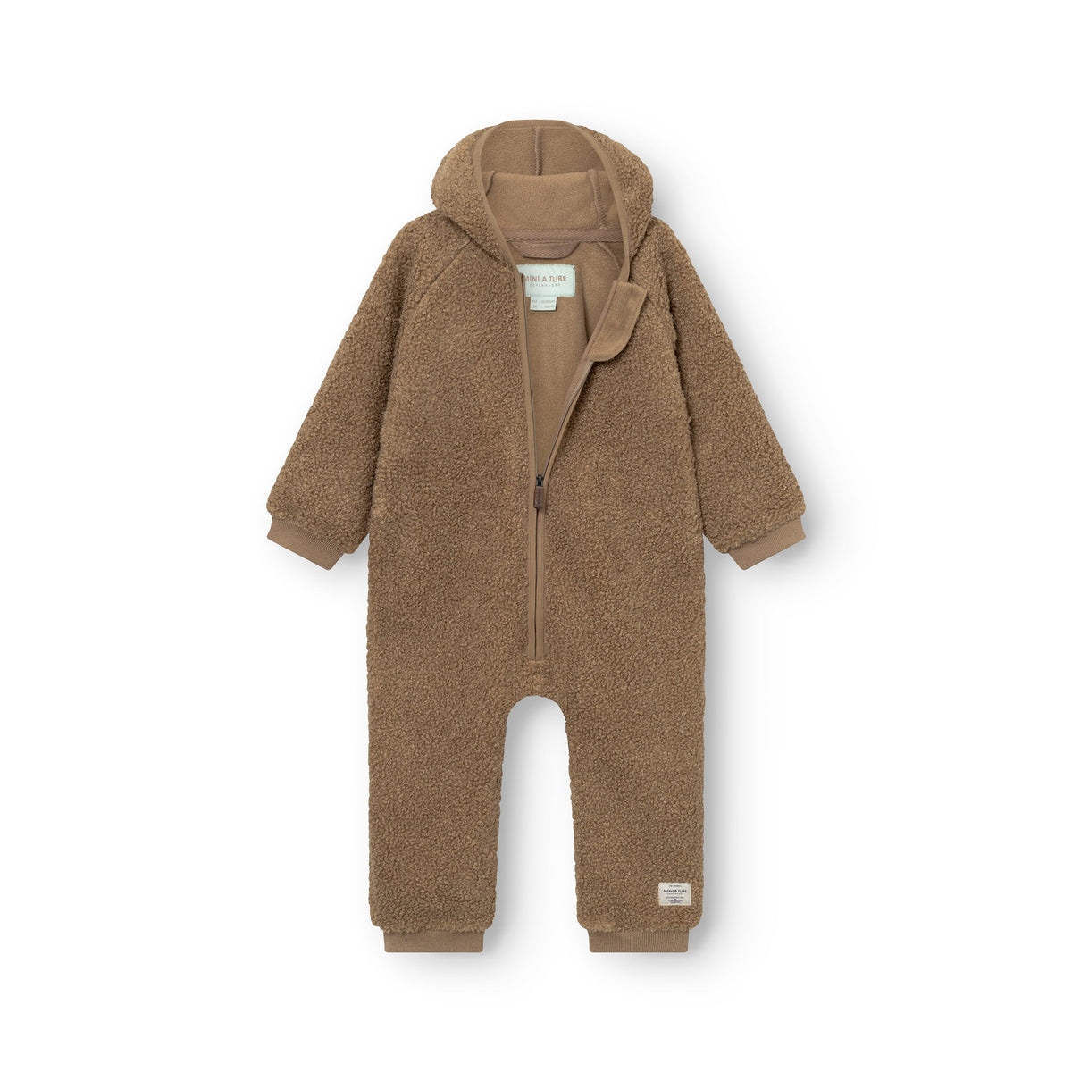MINI A TURE MATADEL teddyfleece jumpsuit - Otter Brown open front