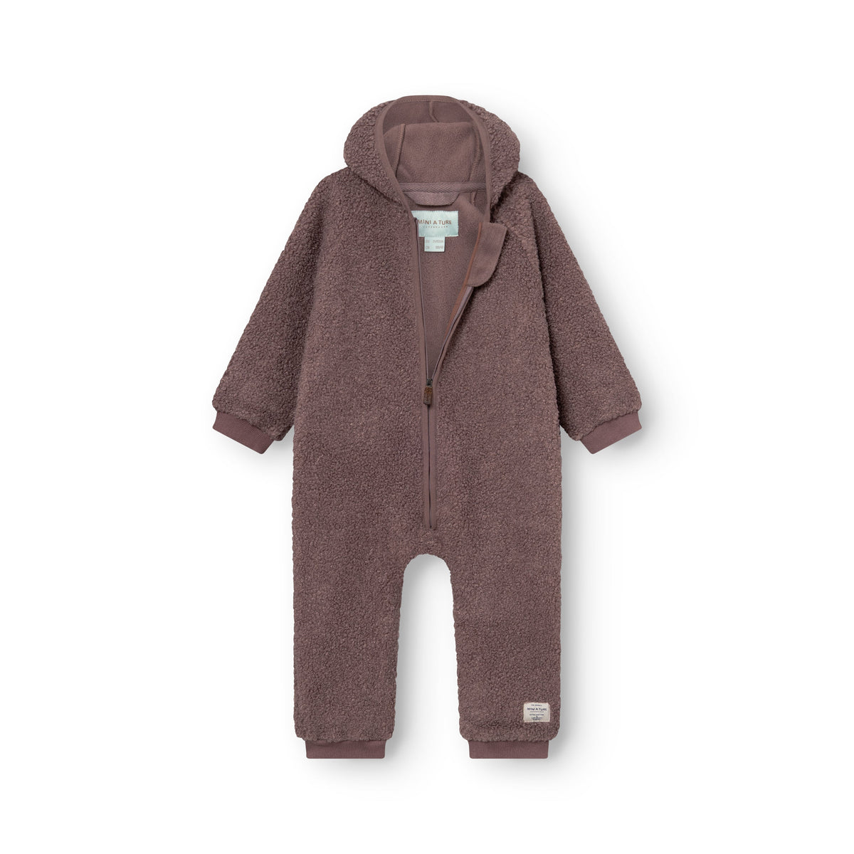 MINI A TURE MATADEL teddyfleece jumpsuit - Peppercorn Plum open front