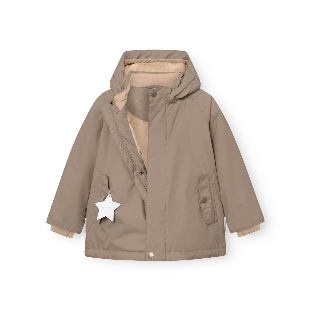 MINI A TURE MATWALLY fleece lined winter jacket - Grey Brown open front