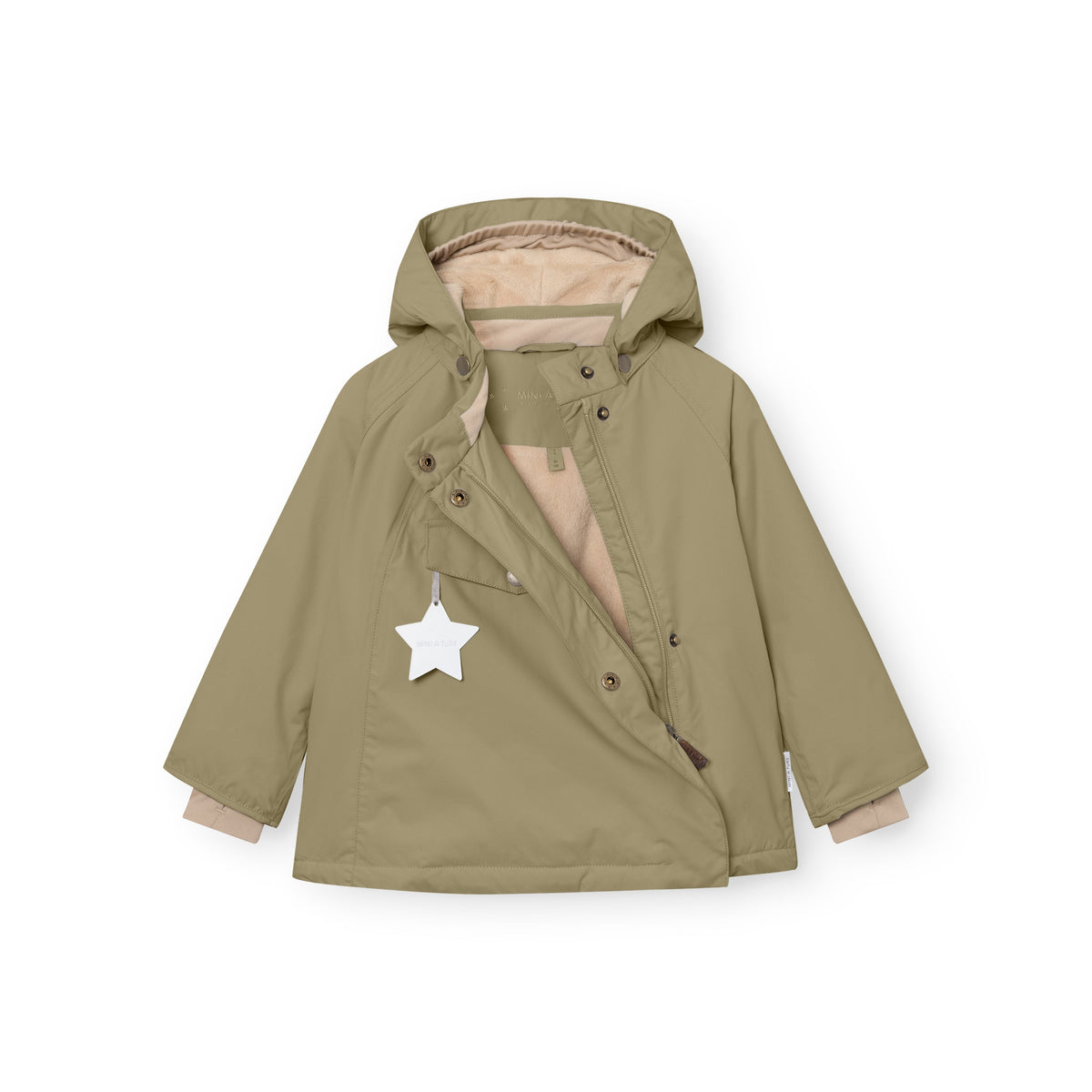 MINI A TURE MATWANG fleece lined winter jacket - Aloe Green open front