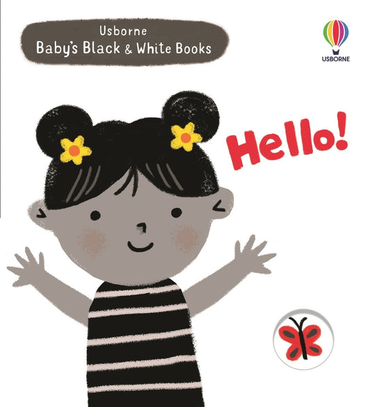 Baby's Black and White Books: Hello! — Usborne book cover, ISBN 9781805317173