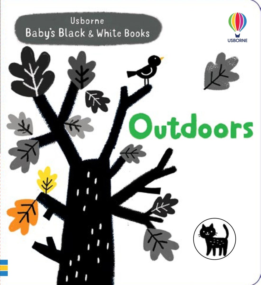 Baby's Black and White Books: Outdoors — Usborne book cover, ISBN 9781805317975