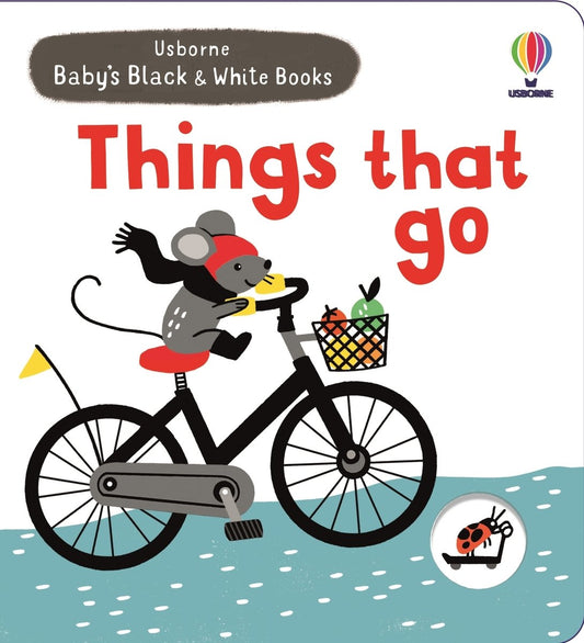Baby's Black and White Books Things That Go — Usborne book cover, ISBN 9781835405291