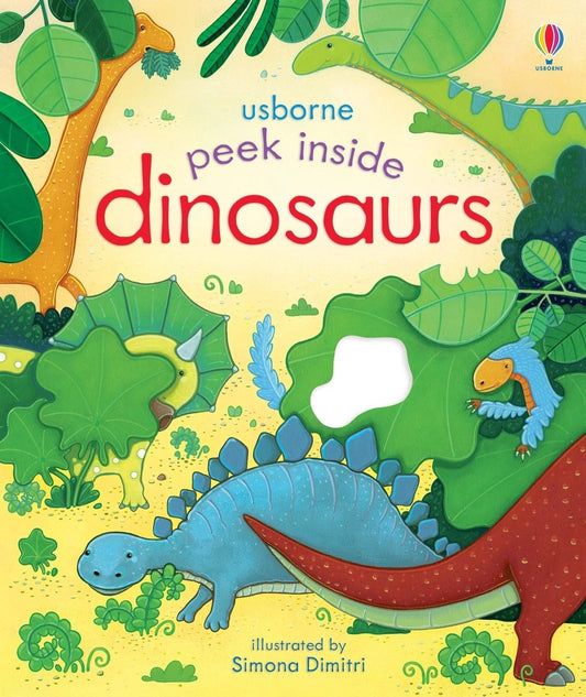 Peek Inside Dinosaurs — Usborne Peek Inside cover, ISBN 9781805319474